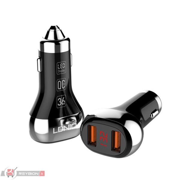 Ldnio Dual QC 3.0 USB LED Display Car Charger C2